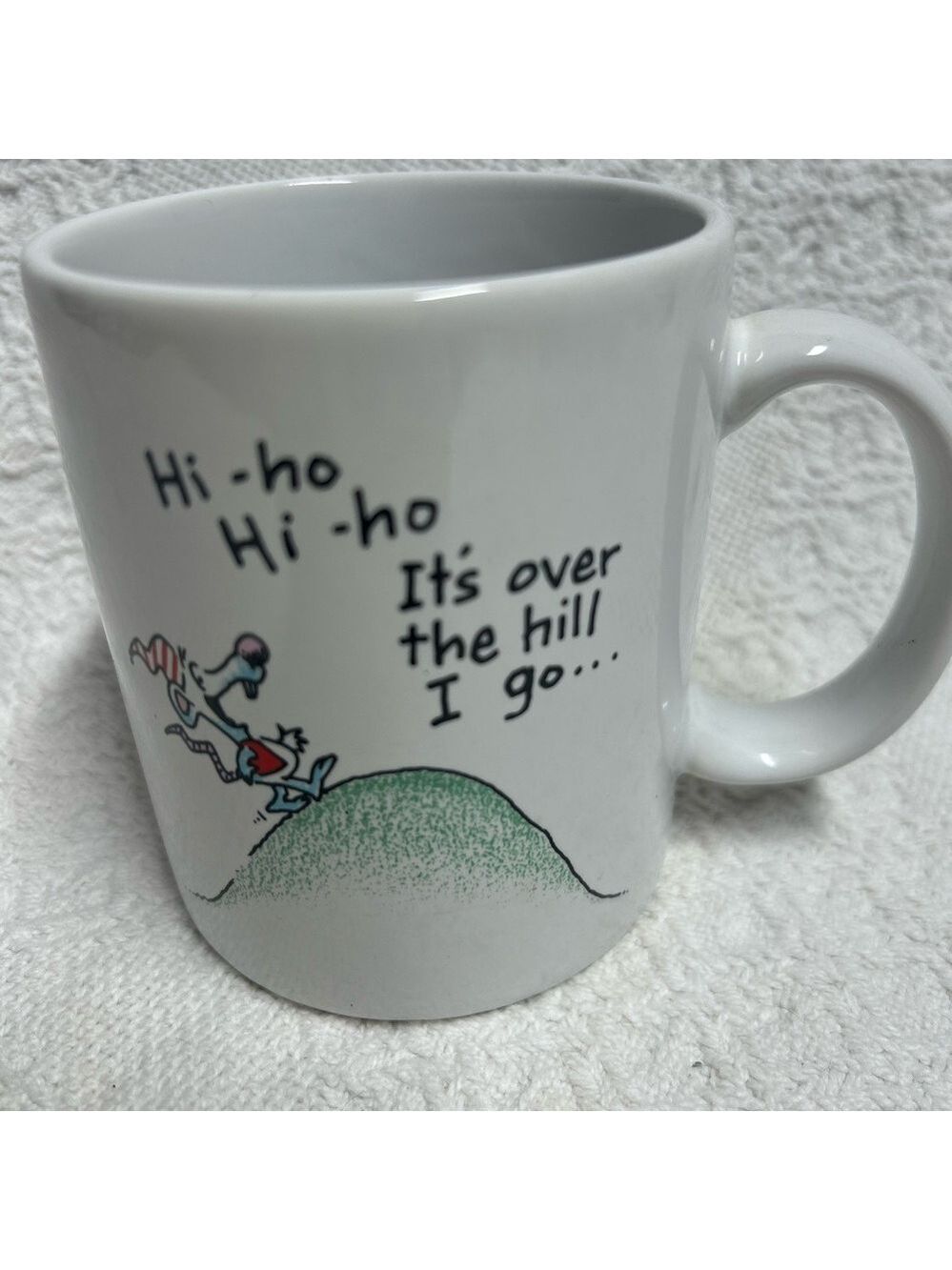 Vintage 80s Hallmark Shoebox Hi Ho Hi Ho It's Over the Hill I Go Retirement Mug